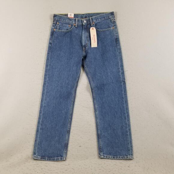 Levis 505 Jeans Mens 34x29 Blue Denim Regular Fit Straight Leg Sits at Waist - Picture 1 of 12